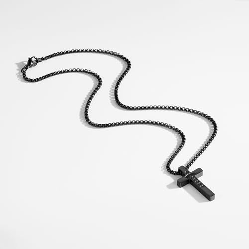 P. BLAKE Football Cross Necklace for Boys Kids Men, Stainless Steel Cross Pendant Chain 16/18/20/22/24 Inches Football Accessories Easter Religious Christian Sports Jewelry Gifts - color: Black, size: 18 Inches