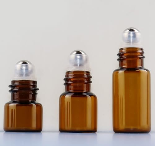 20 Pack Set 1ML Mini Sample Roll Glass Bottles for Essential Oils Roller Refillable Perfume Roll Bottle (1ML Multi) - color: 1ML Multi