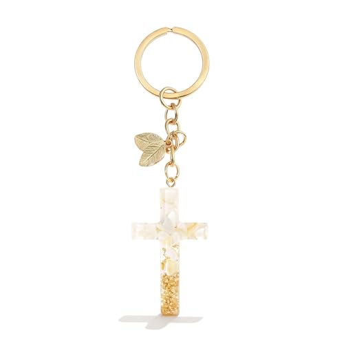 Angyape Cute Christian Cross Keychain for Women Purse Bag Charms Car Key Rings Accessories Flower Design Jesus Faith Gifts - color: K：black