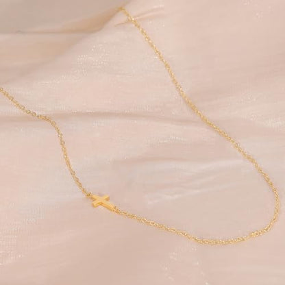 Cross Necklace for Women, Dainty Gold Necklace Tiny Cross Charm Necklace - color: Gold-Cross 8