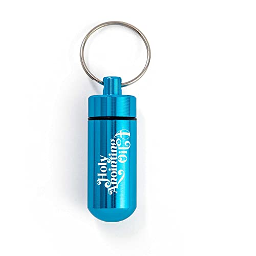Logos Trading Post Anointing Oil Bottle with Aqua Keychain Container - color: Aqua