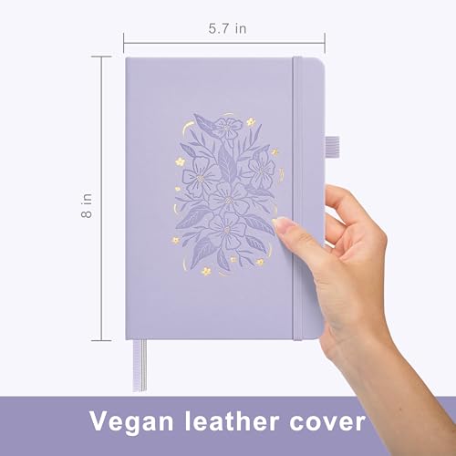&And Per Se Dotted Journal Notebook, A5 Hardcover Aesthetic Dotted Notebook – 160 Pages 100gsm Thick Dot Grid Paper, 3 Sticker Sheets – Gift-Ready Journaling Kit for Women (Lavender) - color: l.Lavender with Pattern, style: Dotted with Pattern