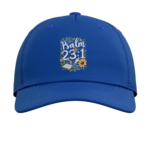 Psalm 23:1 Bible Verse Flowers Christian Women Adjustable Baseball Hat - color: Royal Blue