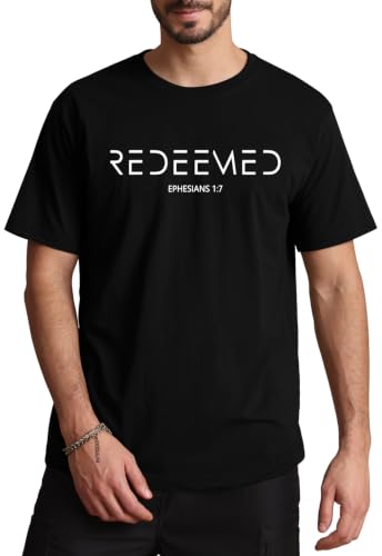 Aiyino Men's Redeemed Christian T-Shirt Graphic Tee 100% Cotton - color: Black, size: Medium