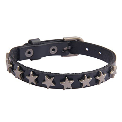 GelConnie Punk Leather Cuff Bracelet Adjustable Straps Wrap Bracelets Arm Armor Cuff Gothic Leather Wristbands for Men, Women - color: Black Leather Bracelet