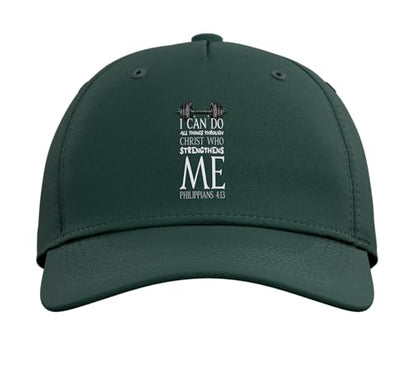 Can Do All Thing Through Christ Bible Verse Church Camp VBS Adjustable Baseball Hat - color: Dark Green