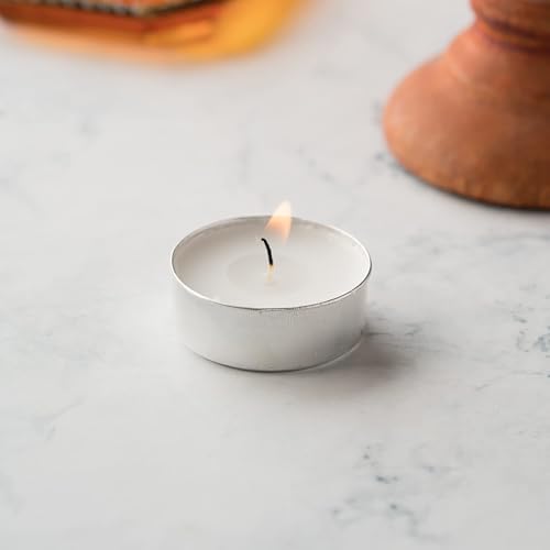 HomeLights Tealight Candles - 4 Hours - Giant 100,200,300 Bulk Packs - White Unscented European Votive Smokeless Tea Lights for Shabbat, Weddings, Christmas, Home Decorative - 300 Pack - size: 300 Pack
