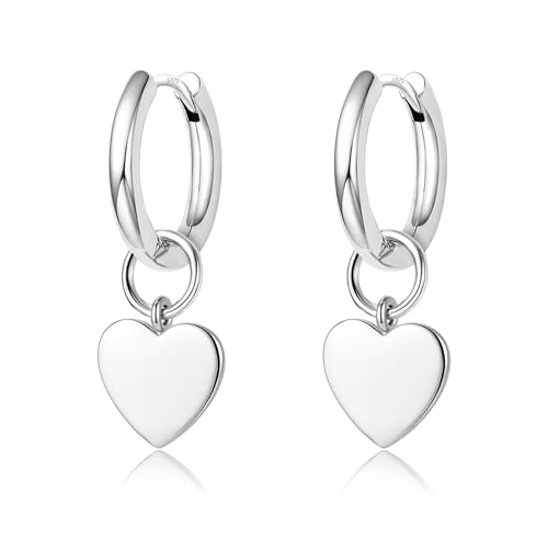 DAILY VIBES Cute Butterfly Star Cross Heart CZ Dangle Earrings for Women - color: Silver Mini Heart