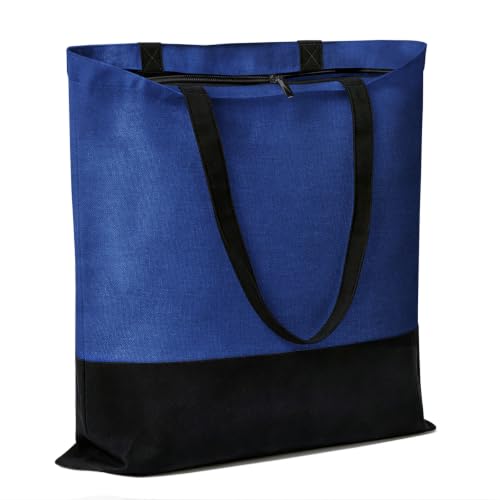 Canvas Tote Bag with Zipper, Halloween Trick or Treat Bags for Kids Bulk - color: [A1] Blue / Black