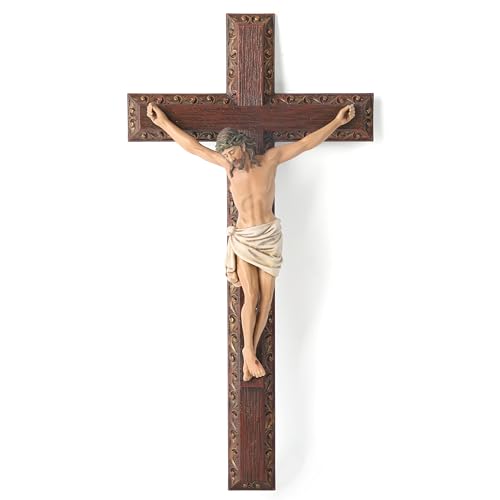 BC Catholic Crucifix Wall Cross, 12" H Jesus Cross for wall - color: Full color