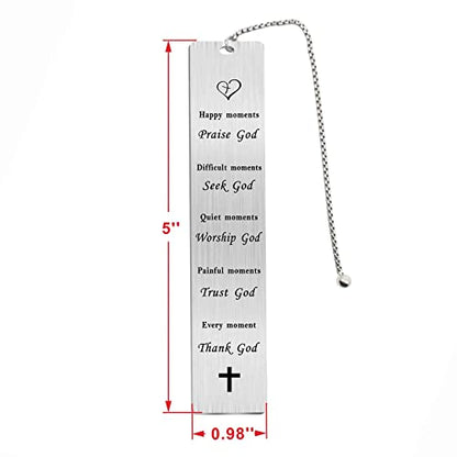 Jzxwan Religious Gifts for Women Men, Religious Bible Verse Inspirational Healing Spiritual Gifts Bookmark for Pastor, Happy Moments Praise God - color: Thank God