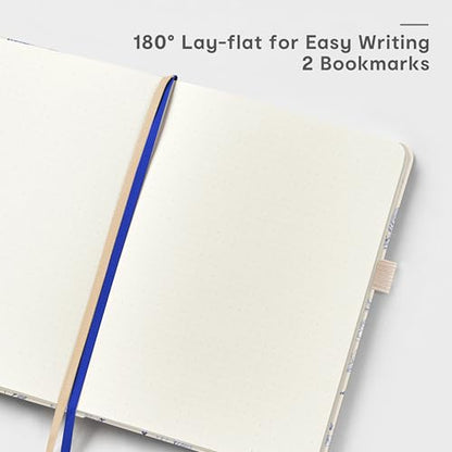 &And Per Se Dotted Journal Notebook, A5 Hardcover Aesthetic Dotted Notebook – 160 Pages 100gsm Thick Dot Grid Paper, 3 Sticker Sheets – Gift-Ready Journaling Kit for Women (Blue Flowers) - color: b.Blue Flowers, style: Dotted with Pattern