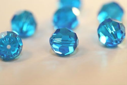 100pcs Adabele Austrian 4mm (0.16 Inch) Small Faceted Round Crystal Beads Capri Blue Compatible with Swarovski Crystals Preciosa - color: Capri Blue, size: 4mm Small (100pcs)