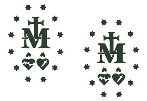 2 Pack - Miraculous Medal of Virgin Mary - Catholic Church | Car Decal Vinyl Sticker Graphics | 8 Inches Wide by 11 Inches Height HGC1573B.060 Dark Green - color: Dark Green, size: 8" Width by 11" Height