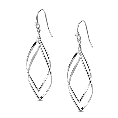 Charmsy 925 Sterling Silver Double Twisted Infinity Dangle Earrings for Women | Linear Marquise Large Loops Classic Infinity Drop Dangle Earrings - color: Classic Infinity