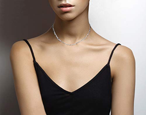 Miabella Italian 925 Sterling Silver 5mm Figaro Chain Necklace Men Women - style: Length 16 Inch (women's choker length)