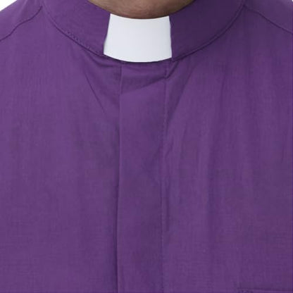 Men's Long Sleeve Clergy Shirt Tab Collar - color: Purple, size: X-Large