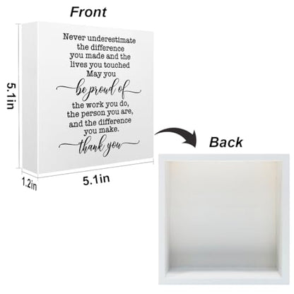 Inspirational Retirement Gift Office Desk Decor White Wooden Box Sign - color: White0378
