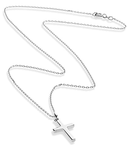 Miabella Italian 925 Sterling Silver Dainty Cross Necklace for Women - color: sterling silver