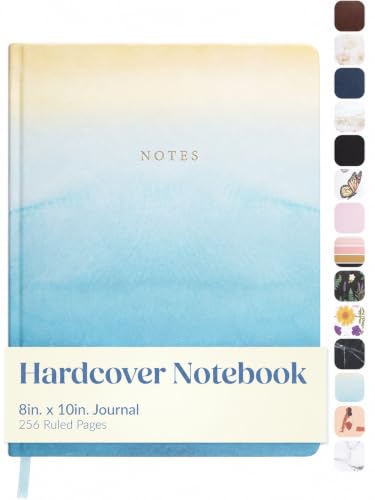 WORLD TRAVELER Large Lined Journal Notebook 256 Ruled White & Ivory Pages - color: Abstract Ombre