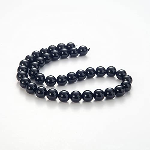 100Pcs Natural Stone Beads 8mm Black Oynx Round Gemstone Loose Beads with Elastic Bracelet String for Bracelets Necklace Jewelry Making - color: Black Oynx, size: 8mm