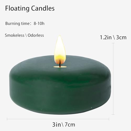 Dark Green Floating Candles 3 Inch 12 Pack - color: Dark Green, size: D：3 in