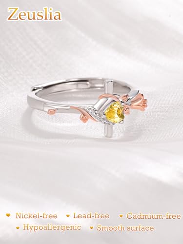 Birthday Gifts Birthstone Rings for Women 925 Sterling Silver Birthstone Rings Anchor/Tree of Life/Snake/Rose Cross Faith Religous Jewelry Gift for Wife Mom Grandma - color: 11-Citrine (C), style: Rose Cross