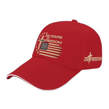 US 250 Years Freedoms 1776-2026 250th Birthday Embroidered Hats Garde Cap for Him - color: 250th Anniversary Us 250 Year American Patrioticred1