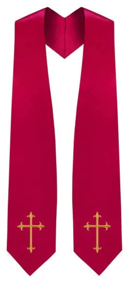 CLERKMANS Choir Stole with Crosses - color: Red