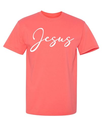 Jesus Shirt Religious Gifts Christian Graphic Tees for Men - color: Coral, size: Large