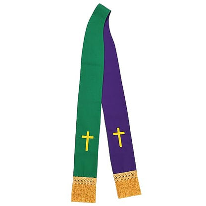 BLESSUME Church Clergy Pastor Reversible Stole - color: Green and Purple 2