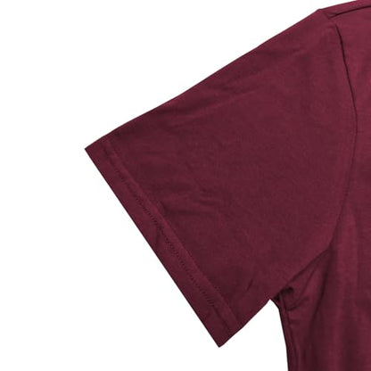 LOOKFACE Womens Pray Graphic Tees Cute Tops - color: Wine Red, size: Medium