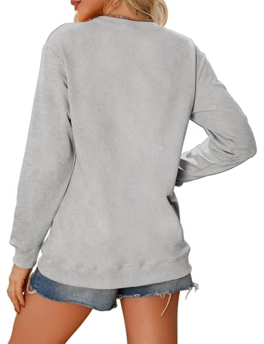 Christian Sweatshirts for Women Religious Faith Graphic Crewneck Pullover Shirts Casual Long Sleeve Inspirational Tops - color: Grey, size: XX-Large