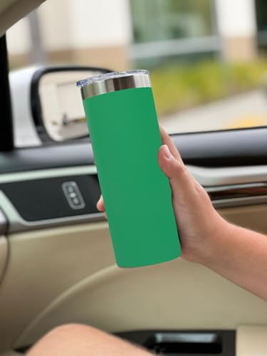 LaserGram Personalized 22oz Skinny Tumbler, Christian Cross (Green) - color: Green