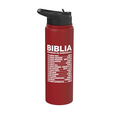 Biblia Numeros De Emergencia Christian Spanish Scripture God Stainless Steel Insulated Water Bottle - color: Red