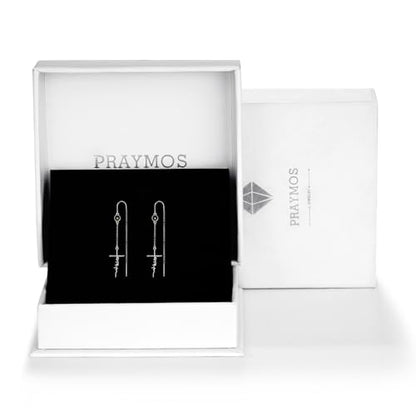 PRAYMOS Cross Earring for Women Dangle 925 Sterling Silver Mustard Seed Earrings Hypoallergenic Christian Religious Faith of a Mustard Seed Jewelry Gifts