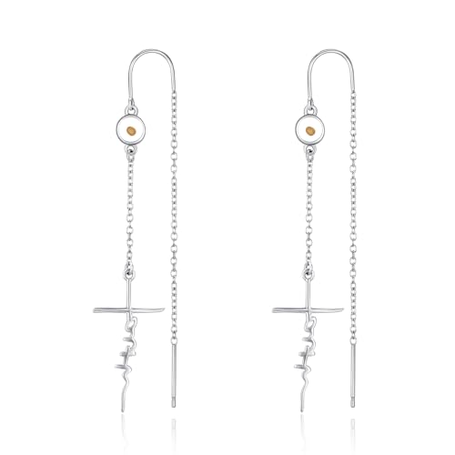 PRAYMOS Cross Earring for Women Dangle 925 Sterling Silver Mustard Seed Earrings Hypoallergenic Christian Religious Faith of a Mustard Seed Jewelry Gifts