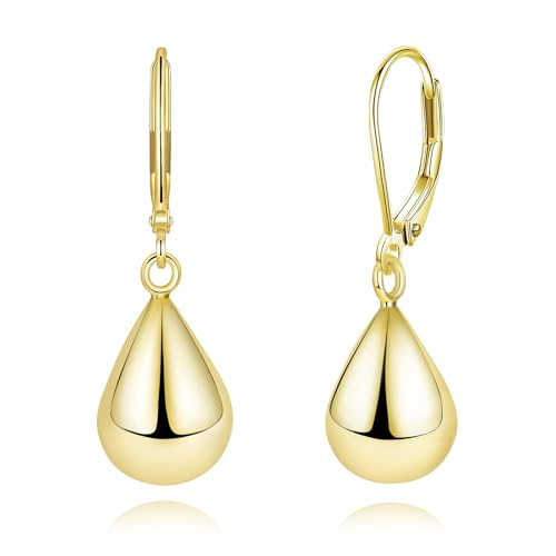 14K Gold Earring Cross Waterdrop Butterfly Heart Knot Earrings for Women Gold Silver Cross Leverback Drop Gold Silver Teardrop Hoop Dangle Earring White Gold Dangle Drop Earring - color: Gold-Waterdrop Leverback Dangle Earring