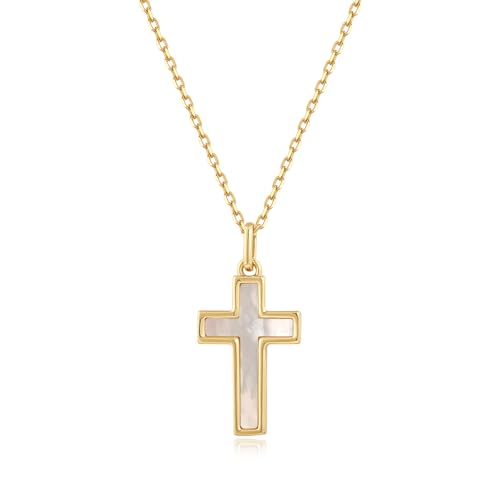 S.Leaf Cross Necklace for Women Gold Plated Cross Charm Necklaces for Women Dainty Opal Shell Choker Pendant Jewelry Necklaces for Women Religious Faith Christian Birthday Gifts for Women Mom Her Grandma Valentines Day Mother Day - color: White_Gold