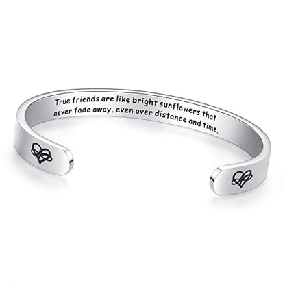 TONY & SANDY Cuff Bracelets for Women Teen Girls Best Friend Sister Mom Daughter Granddaughter Easter Birthday Mother's Day Christmas Stocking Stuffers for Teen Girls Women Jewelry - style: 0 - Friend Gifts - True friends are like bright sunflowers that n