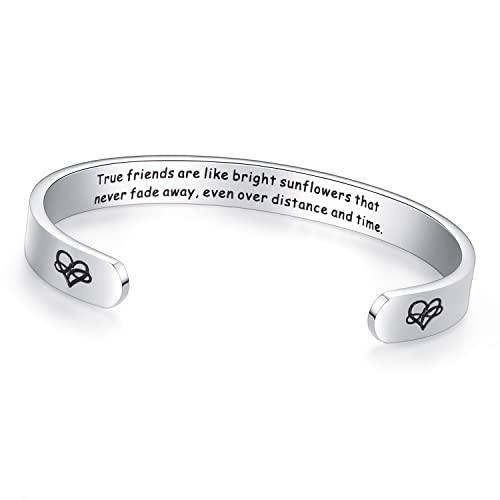 TONY & SANDY Cuff Bracelets for Women Teen Girls Best Friend Sister Mom Daughter Granddaughter Easter Birthday Mother's Day Christmas Stocking Stuffers for Teen Girls Women Jewelry - style: 0 - Friend Gifts - True friends are like bright sunflowers that n