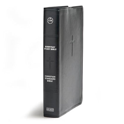 CSB Everyday Study Bible, Black LeatherTouch, Black Letter, Study Notes, Illustrations, Aricles, Easy-to-Carry, Easy-to-Read Bible Serif Type