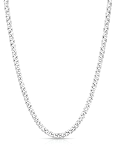 Fiusem 3.5mm Cuban Link Chains for Men Women, Stainless Steel Necklace - size: 20 inches, style: a.4mm width-steel