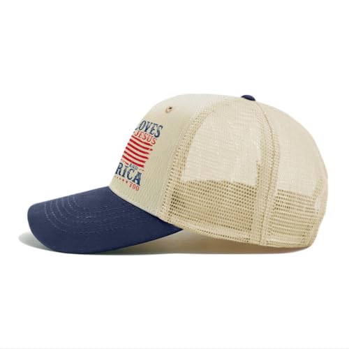 She Loves Jesus and America Too Hats for Womens Soft Washed Distressed Baseball - color: She Loves Jesus and America Toooff-white With Navy Blue Eaves3