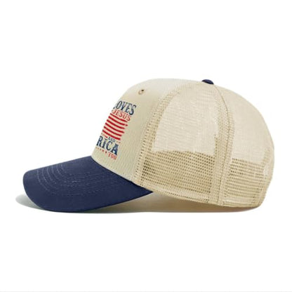 She Loves Jesus and America Too Hats for Womens Soft Washed Distressed Baseball - color: She Loves Jesus and America Toooff-white With Navy Blue Eaves3