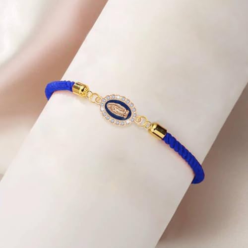 Catholic Bracelets St. Benedict Bracelet Red Rope Double Hole Pendant Couple Woven Bracelets Adjustable Black Bracelet - color: Blue
