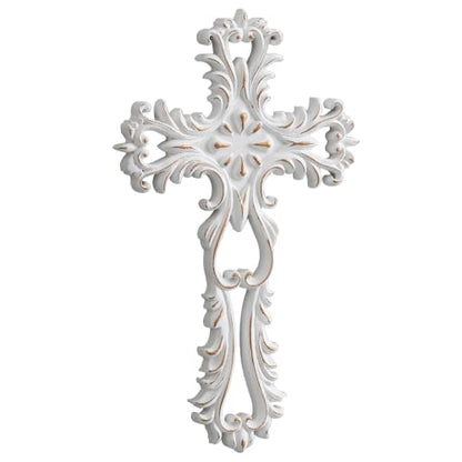 SOFE Decorative Crosses Wall Decor, 13 Inches Tall Rustic White Crucifix