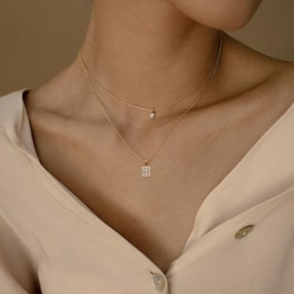 Airmb Cross Necklace for Women Choker 14K Gold/925 Silver Plated Dainty Choker Small Cross Pendant Trendy Cute Cross Charm Delicate Necklace Hypoallergenic Faith Jewelry Religious Gifts for Women - color: Gold-Solitaire CZ