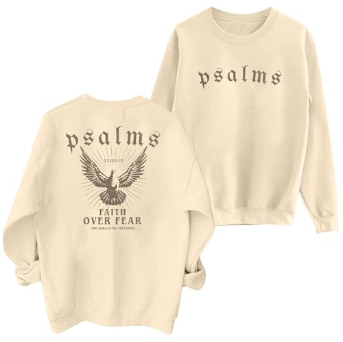 Christian Sweatshirts for Women: Jesus Faith Sweatshirt Faith Over Fear Hoodie Bible Verse Shirts Jesus Pullover - color: Apricot, size: Small