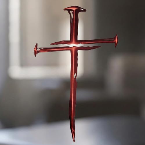 Cross of Nails Sticker - Vinyl Christian Sign Decal, Pack of 2, 6'' (Red) - color: Red